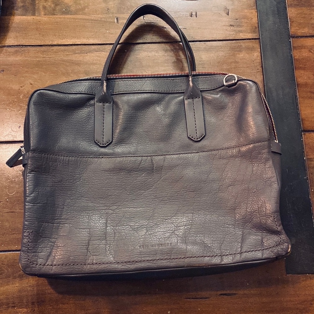 Ben Minkoff - laptop briefcase- gray leather